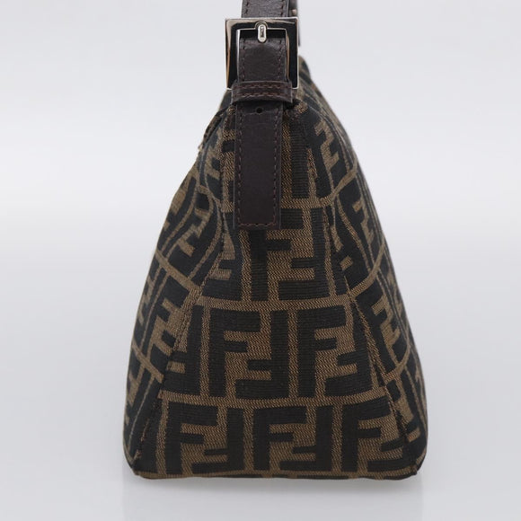 FENDI Zucca Canvas Mamma Baguette Shoulder Bag Brown Black Auth 213515V