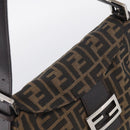 FENDI Zucca Canvas Mamma Baguette Shoulder Bag Brown Black Auth 213515V-6