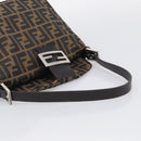 FENDI Zucca Canvas Mamma Baguette Shoulder Bag Brown Black Auth 213515V-7