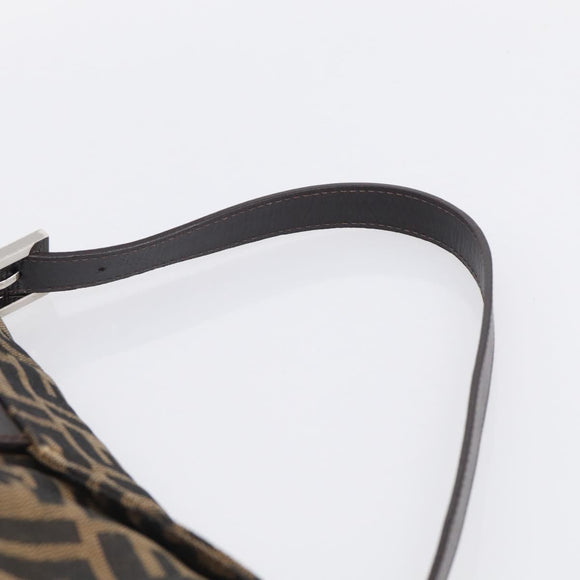 FENDI Zucca Canvas Mamma Baguette Shoulder Bag Brown Black Auth 213515V