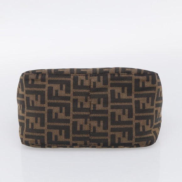 FENDI Zucca Canvas Mamma Baguette Shoulder Bag Brown Black Auth 213515V