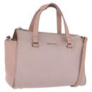 Miu Miu Madras Hand Bag Leather 2way Beige Silver Auth 213516-1