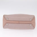 Miu Miu Madras Hand Bag Leather 2way Beige Silver Auth 213516-14