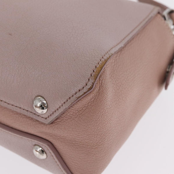 Miu Miu Madras Hand Bag Leather 2way Beige Silver Auth 213516