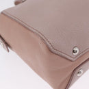 Miu Miu Madras Hand Bag Leather 2way Beige Silver Auth 213516-17