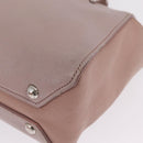 Miu Miu Madras Hand Bag Leather 2way Beige Silver Auth 213516-18