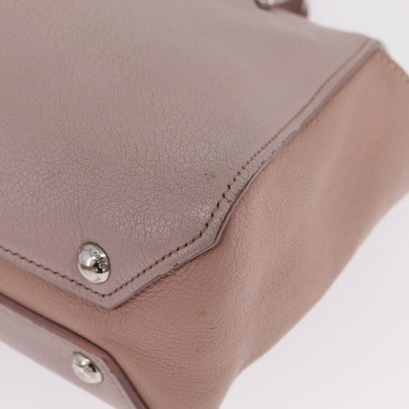 Miu Miu Madras Hand Bag Leather 2way Beige Silver Auth 213516