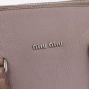 Miu Miu Madras Hand Bag Leather 2way Beige Silver Auth 213516-20