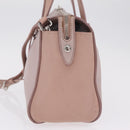 Miu Miu Madras Hand Bag Leather 2way Beige Silver Auth 213516-4