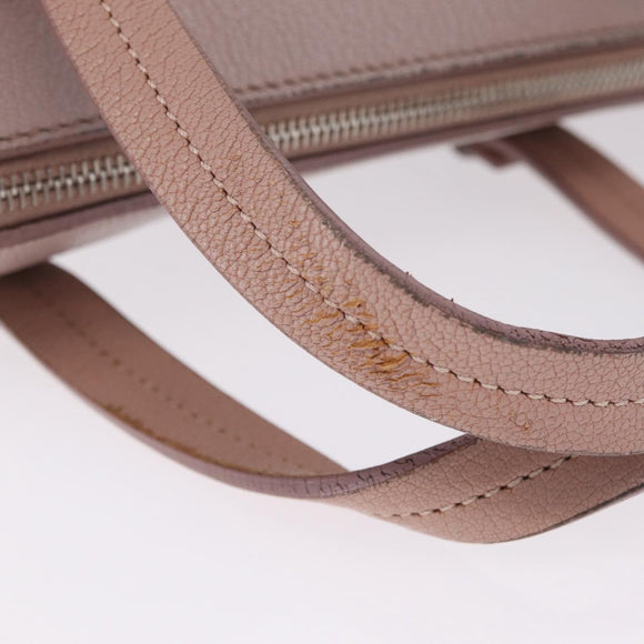 Miu Miu Madras Hand Bag Leather 2way Beige Silver Auth 213516