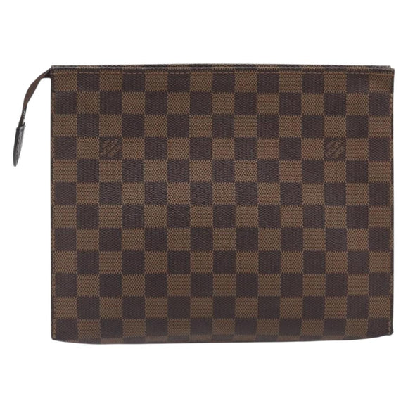 LOUIS VUITTON Damier Ebene Poche Toilette 26 Pouch N47543 LV Auth 213521