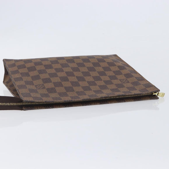 LOUIS VUITTON Damier Ebene Poche Toilette 26 Pouch N47543 LV Auth 213521