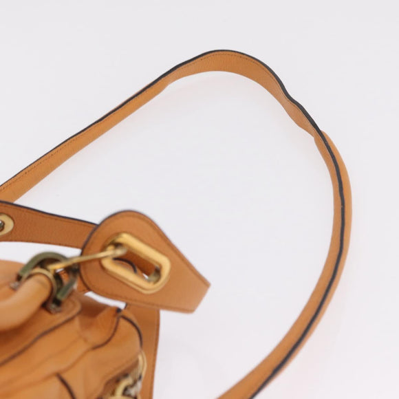 Chloe Paraty Hand Bag Leather 2way Orange Gold Auth 213527A