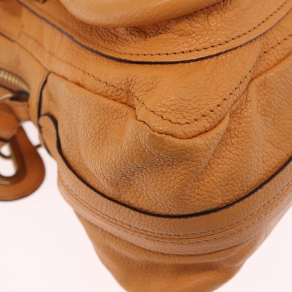 Chloe Paraty Hand Bag Leather 2way Orange Gold Auth 213527A