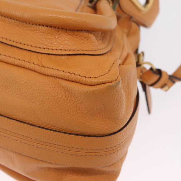 Chloe Paraty Hand Bag Leather 2way Orange Gold Auth 213527A