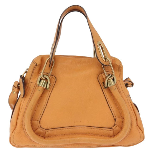 Chloe Paraty Hand Bag Leather 2way Orange Gold Auth 213527A