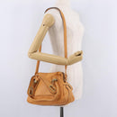 Chloe Paraty Hand Bag Leather 2way Orange Gold Auth 213527A-25