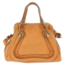 Chloe Paraty Hand Bag Leather 2way Orange Gold Auth 213527A-3