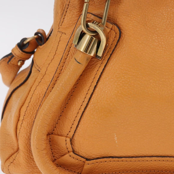 Chloe Paraty Hand Bag Leather 2way Orange Gold Auth 213527A
