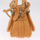 Chloe Paraty Hand Bag Leather 2way Orange Gold Auth 213527A-6