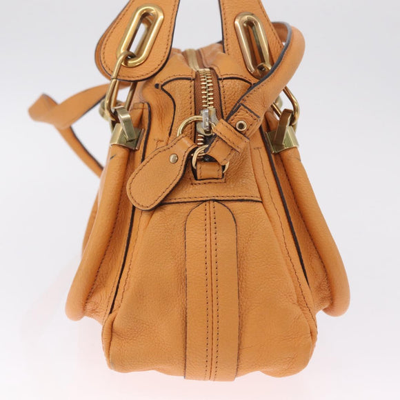 Chloe Paraty Hand Bag Leather 2way Orange Gold Auth 213527A