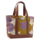 CELINE Hand Bag Canvas Brown Silver Auth 213529A-1