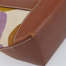 CELINE Hand Bag Canvas Brown Silver Auth 213529A-11