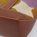 CELINE Hand Bag Canvas Brown Silver Auth 213529A-12