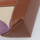 CELINE Hand Bag Canvas Brown Silver Auth 213529A-13