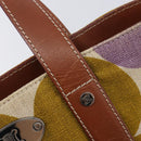 CELINE Hand Bag Canvas Brown Silver Auth 213529A-14