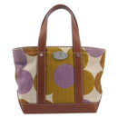 CELINE Hand Bag Canvas Brown Silver Auth 213529A-2