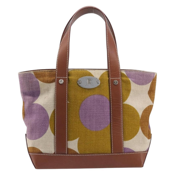 CELINE Hand Bag Canvas Brown Silver Auth 213529A
