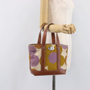 CELINE Hand Bag Canvas Brown Silver Auth 213529A-25