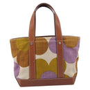 CELINE Hand Bag Canvas Brown Silver Auth 213529A-3