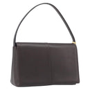 BURBERRY Shoulder Bag Leather Dark Brown Gold Auth 213531A-1