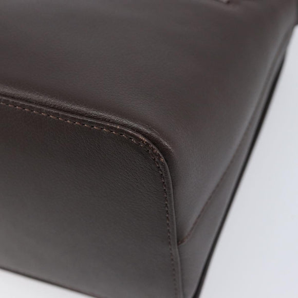 BURBERRY Shoulder Bag Leather Dark Brown Gold Auth 213531A
