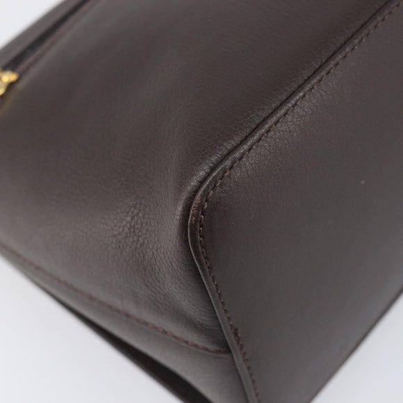 BURBERRY Shoulder Bag Leather Dark Brown Gold Auth 213531A