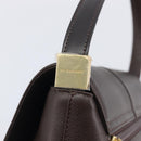 BURBERRY Shoulder Bag Leather Dark Brown Gold Auth 213531A-14