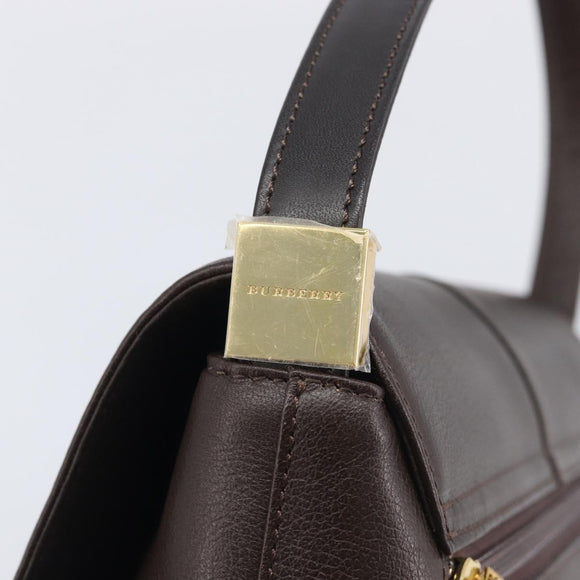 BURBERRY Shoulder Bag Leather Dark Brown Gold Auth 213531A