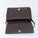 BURBERRY Shoulder Bag Leather Dark Brown Gold Auth 213531A-15