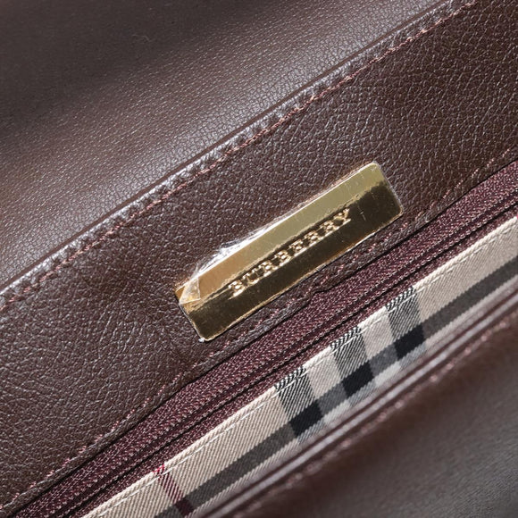 BURBERRY Shoulder Bag Leather Dark Brown Gold Auth 213531A