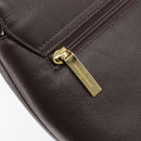 BURBERRY Shoulder Bag Leather Dark Brown Gold Auth 213531A-23