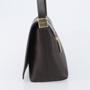 BURBERRY Shoulder Bag Leather Dark Brown Gold Auth 213531A-4