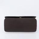 BURBERRY Shoulder Bag Leather Dark Brown Gold Auth 213531A-9