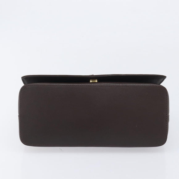 BURBERRY Shoulder Bag Leather Dark Brown Gold Auth 213531A