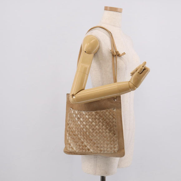 Bottega Veneta INTRECCIATO Shoulder Bag Harako leather Beige Silver Auth 213532