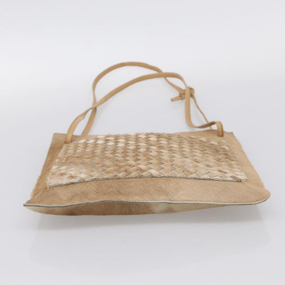 Bottega Veneta INTRECCIATO Shoulder Bag Harako leather Beige Silver Auth 213532