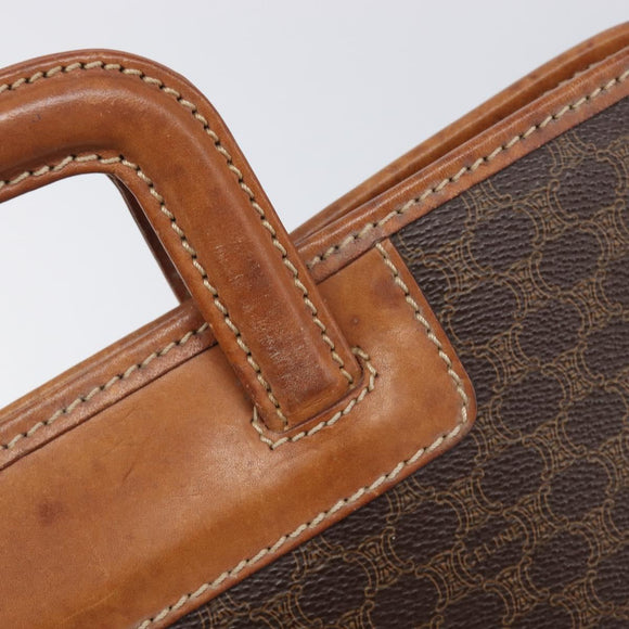 CELINE Macadam Canvas Hand Bag PVC Leather Brown Gold Auth 213534
