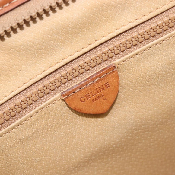 CELINE Macadam Canvas Hand Bag PVC Leather Brown Gold Auth 213534