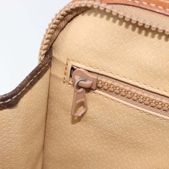 CELINE Macadam Canvas Hand Bag PVC Leather Brown Gold Auth 213534